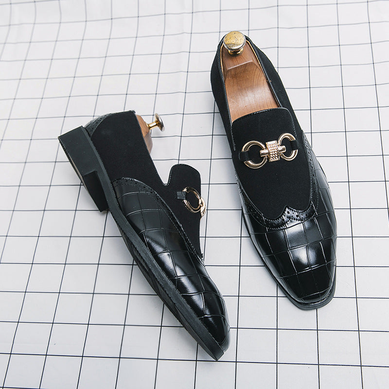 Men’s Loafers – Suede and Leather – Wingtip Brogue – Metal Bit – Textured Toe