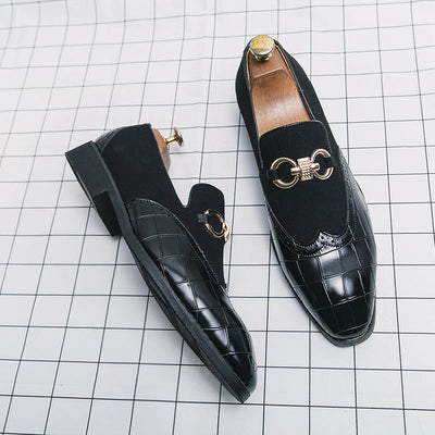 Men’s Loafers – Suede and Leather – Wingtip Brogue – Metal Bit – Textured Toe