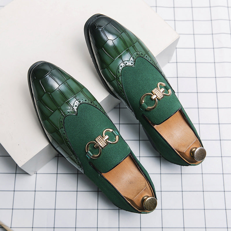 Men’s Loafers – Suede and Leather – Wingtip Brogue – Metal Bit – Textured Toe