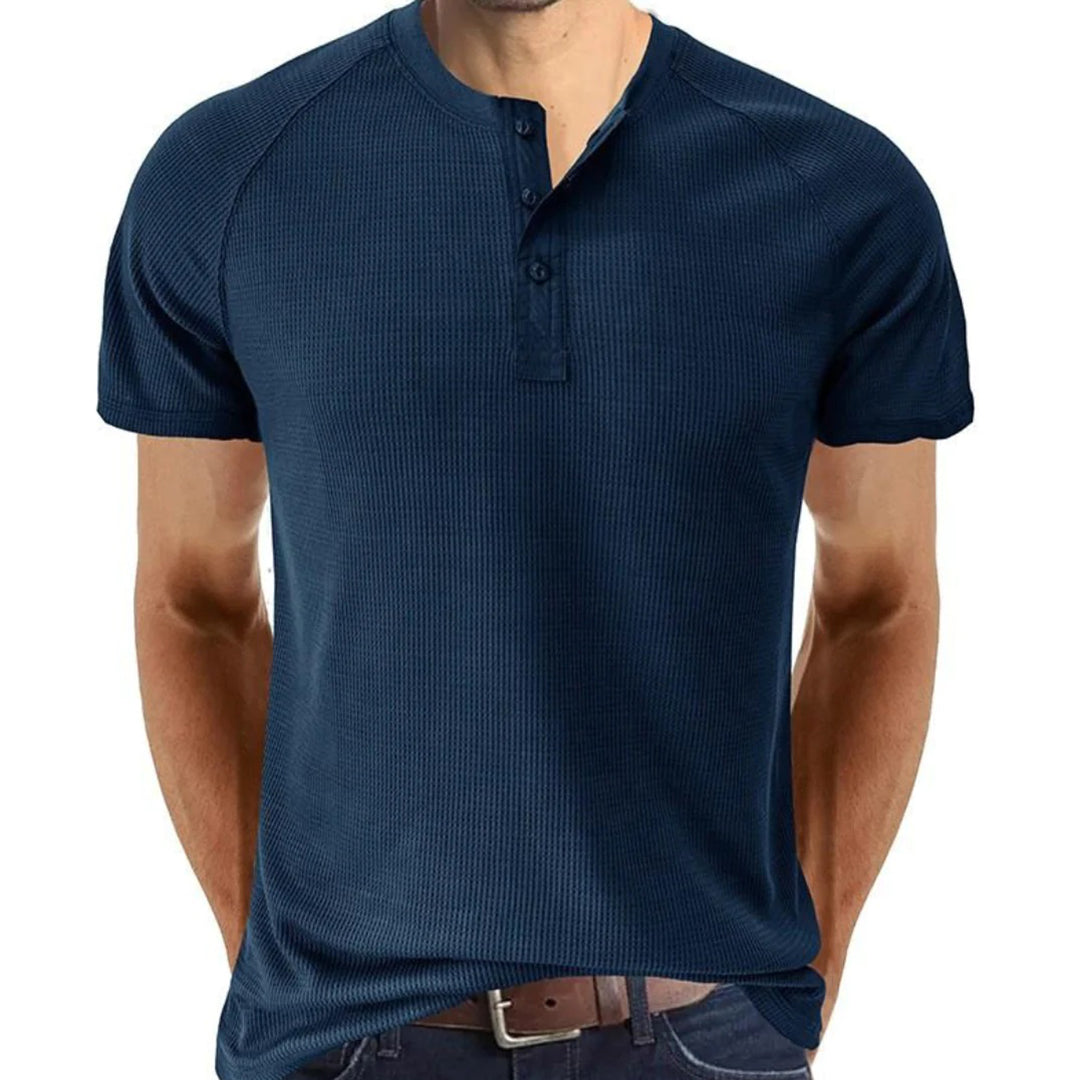 Men’s Henley Shirt – Slim Fit – Soft Knit – Short Sleeve – Ribbed Lightweight Casual