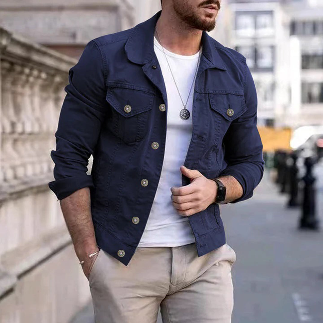 Men’s Casual Jacket – Slim Fit – Breathable Blend – Button-Up – Chest Pockets