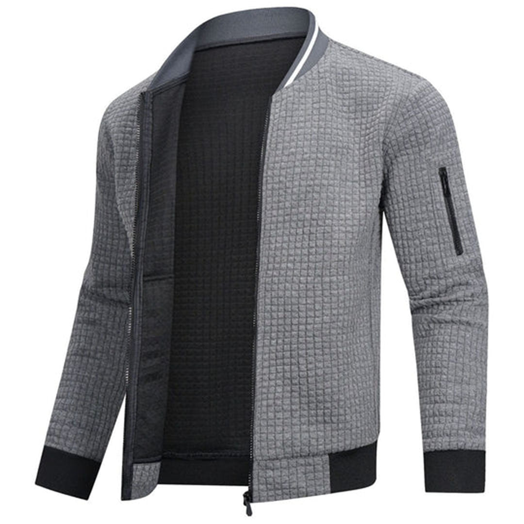 Men's checked zip jacket with stand-up collar