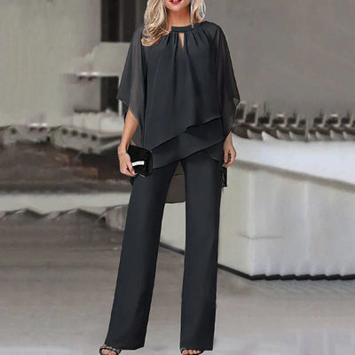 Women’s Two-Piece Set – Oversized Flowing Top and Wide-Leg Trousers – Soft Luxury Fabric
