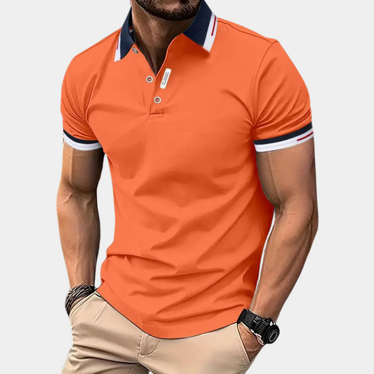 Men’s Polo Shirt – Slim Fit – Breathable Blend – Contrast Collar – Casual Style