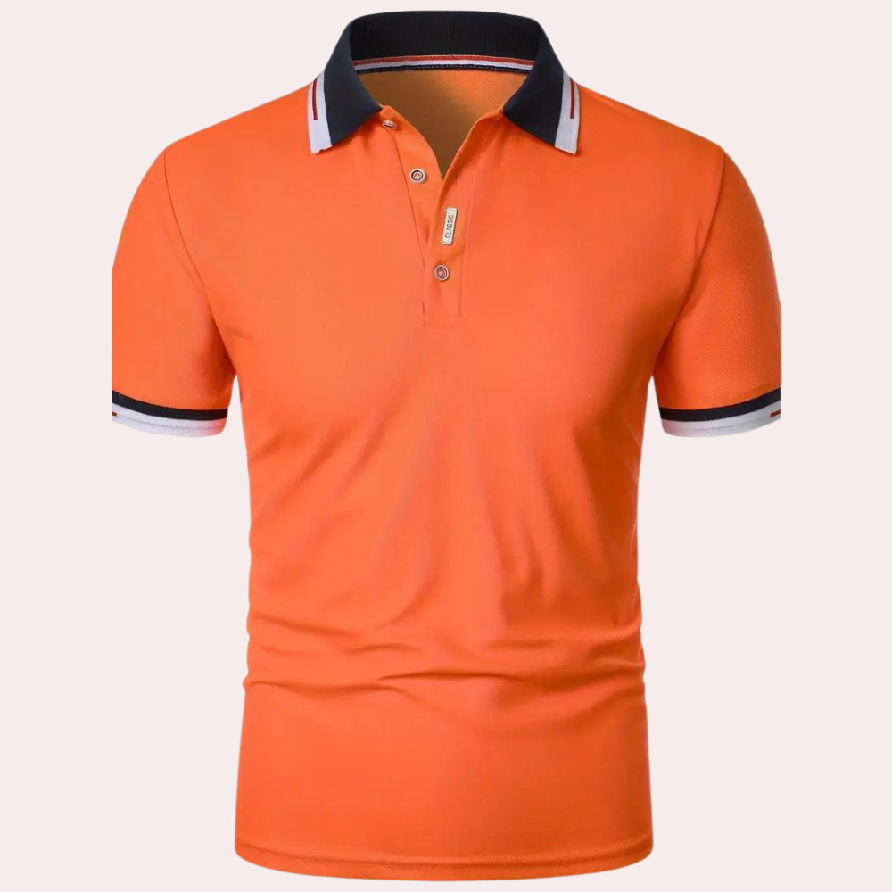 Men’s Polo Shirt – Slim Fit – Breathable Blend – Contrast Collar – Casual Style