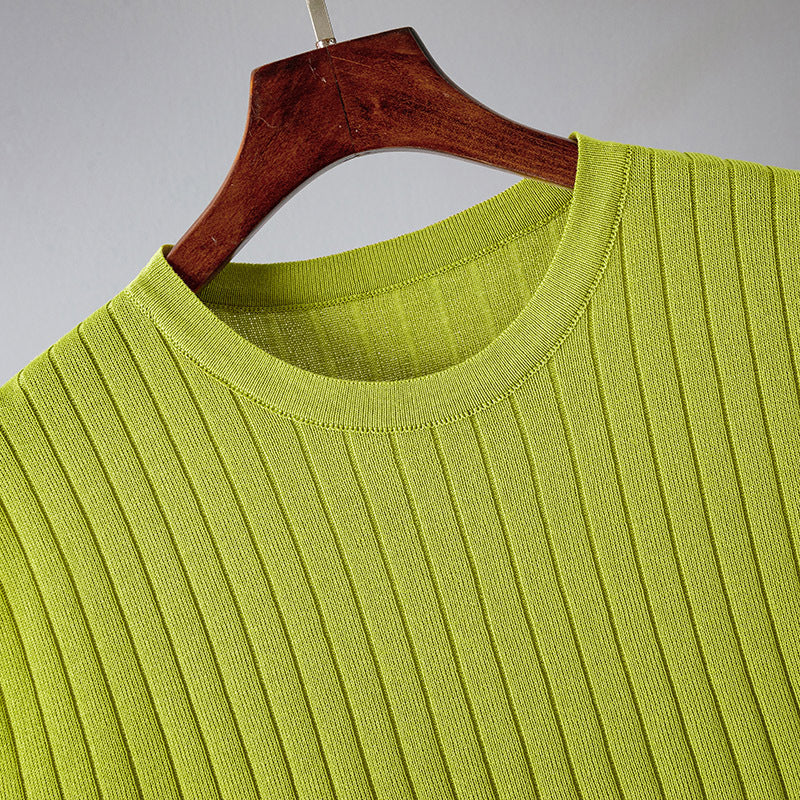 Women's Two-Piece Knit Set - Sleeveless Top & Wide-Leg Trousers - Elastic Waist