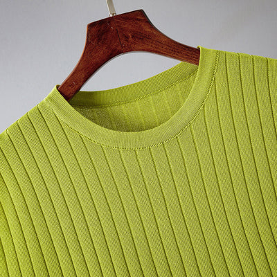 Women's Two-Piece Knit Set - Sleeveless Top & Wide-Leg Trousers - Elastic Waist