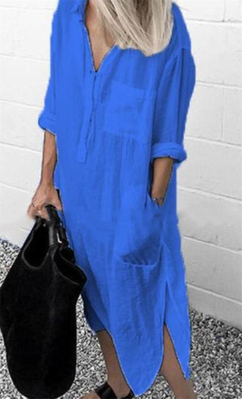 Elegant Women's Dress - Breathable Fabric - Midi Length