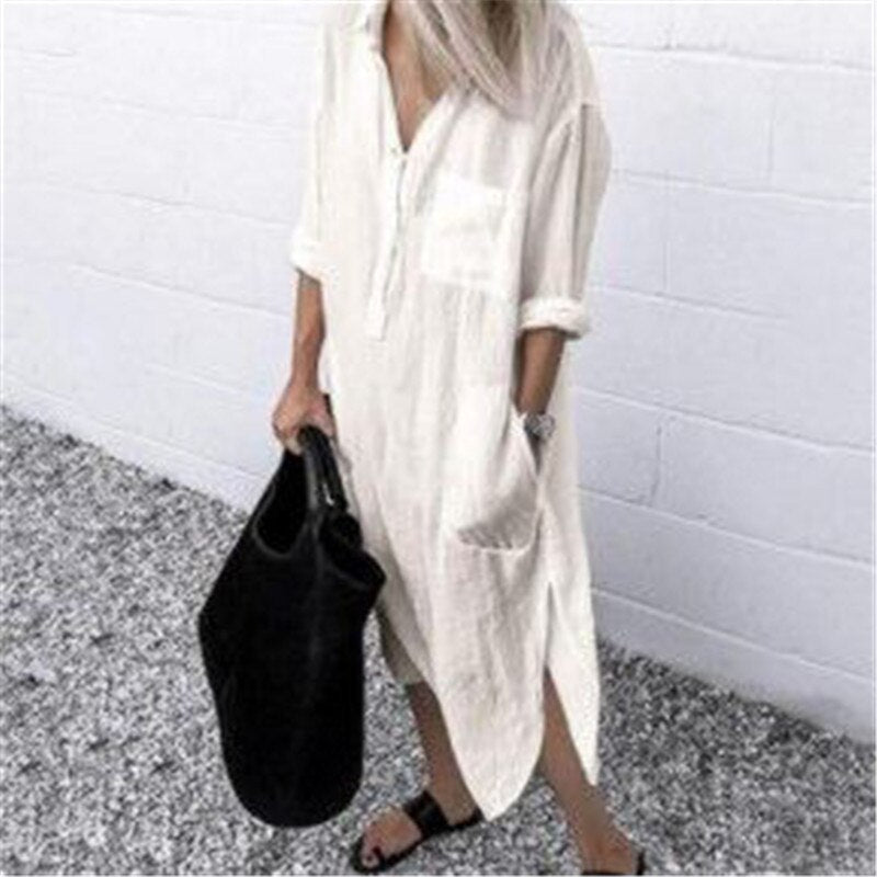 Elegant Women's Dress - Breathable Fabric - Midi Length
