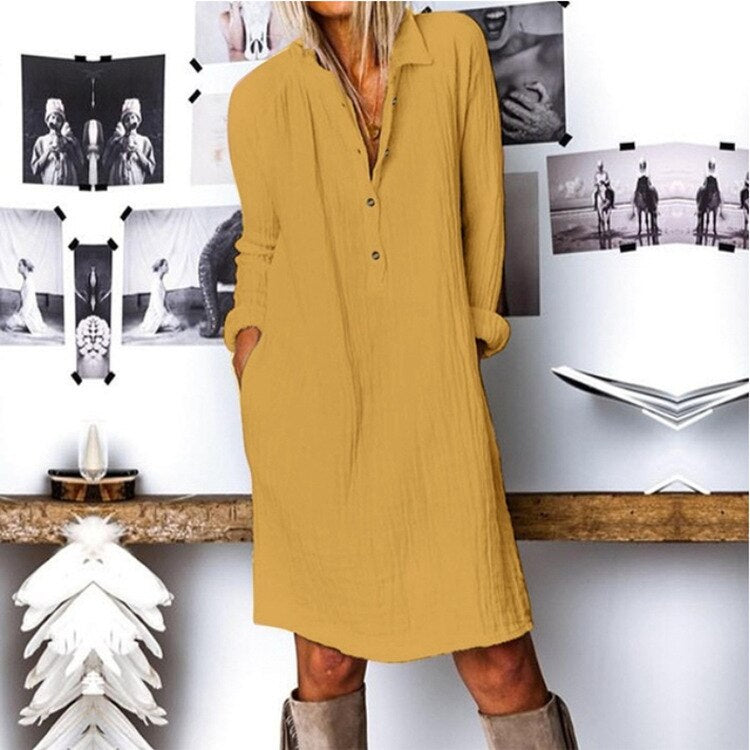 Elegant Women's Dress - Breathable Fabric - Midi Length