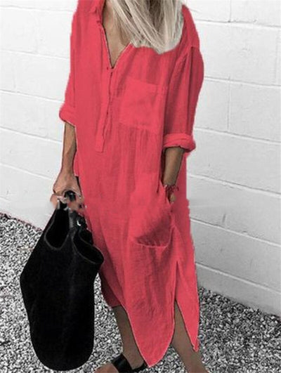 Elegant Women's Dress - Breathable Fabric - Midi Length