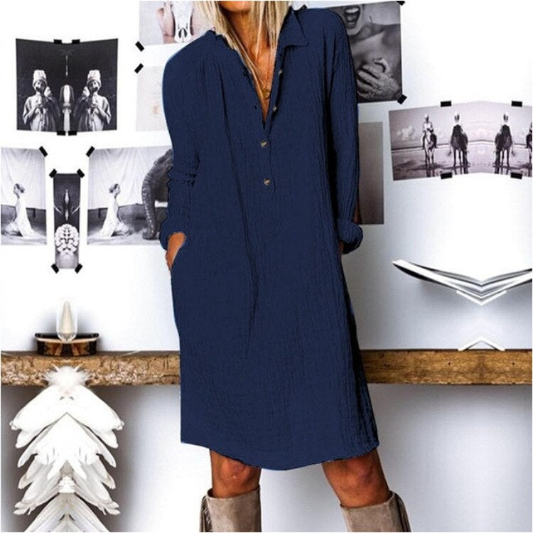 Elegant Women's Dress - Breathable Fabric - Midi Length