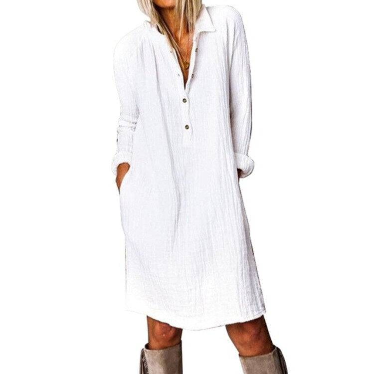 Elegant Women's Dress - Breathable Fabric - Midi Length