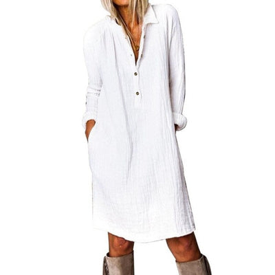 Elegant Women's Dress - Breathable Fabric - Midi Length