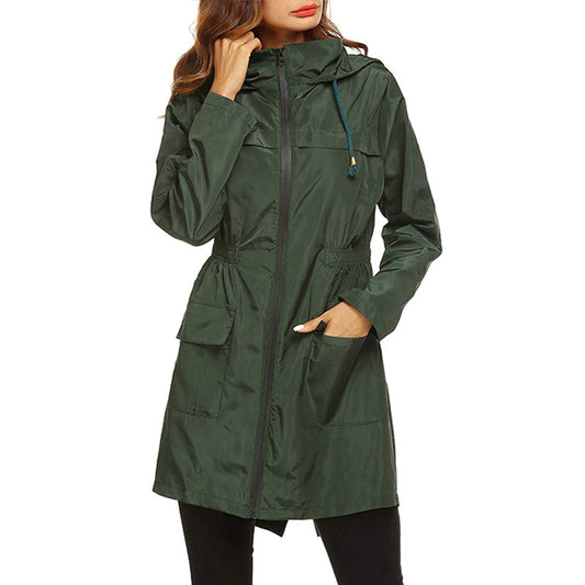 Women’s Raincoat – Water-Resistant – Lightweight Packable – Cinched Waist Fit