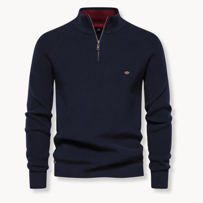 Men’s Sweater –  Soft Fabric – Classic Fit – Half-Zip Collar – Ribbed Trim