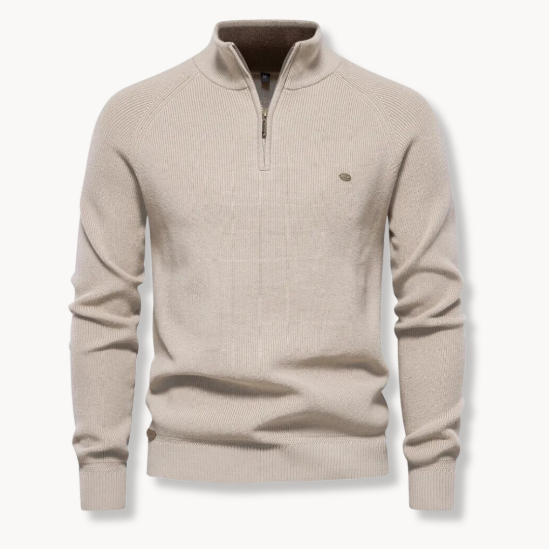 Men’s Sweater –  Soft Fabric – Classic Fit – Half-Zip Collar – Ribbed Trim