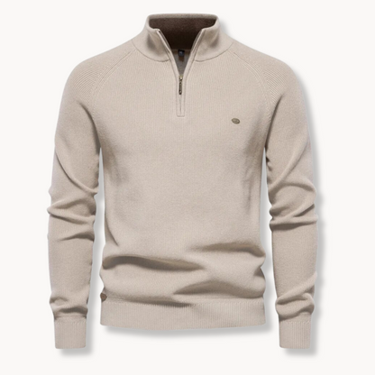 Men’s Sweater –  Soft Fabric – Classic Fit – Half-Zip Collar – Ribbed Trim