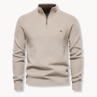 Men’s Sweater –  Soft Fabric – Classic Fit – Half-Zip Collar – Ribbed Trim