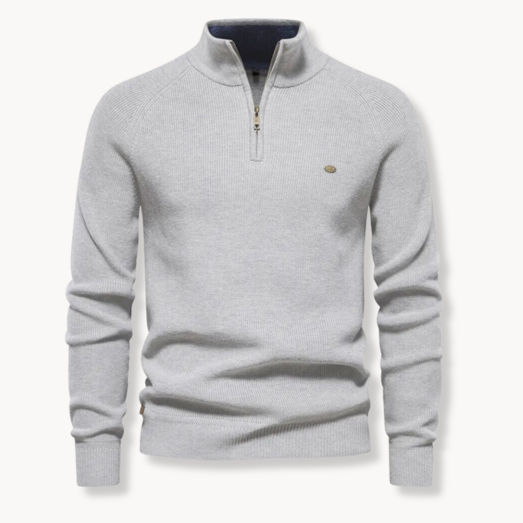 Men’s Sweater –  Soft Fabric – Classic Fit – Half-Zip Collar – Ribbed Trim