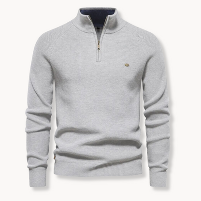 Men’s Sweater –  Soft Fabric – Classic Fit – Half-Zip Collar – Ribbed Trim