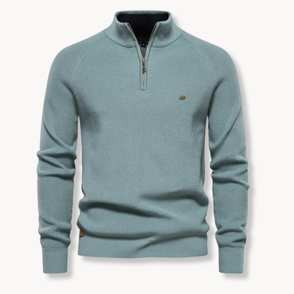 Men’s Sweater –  Soft Fabric – Classic Fit – Half-Zip Collar – Ribbed Trim