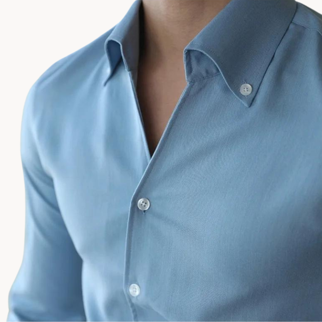 Men’s Button-Up Shirt – 100% Cotton – Slim Fit – Long Sleeve Formal Wear