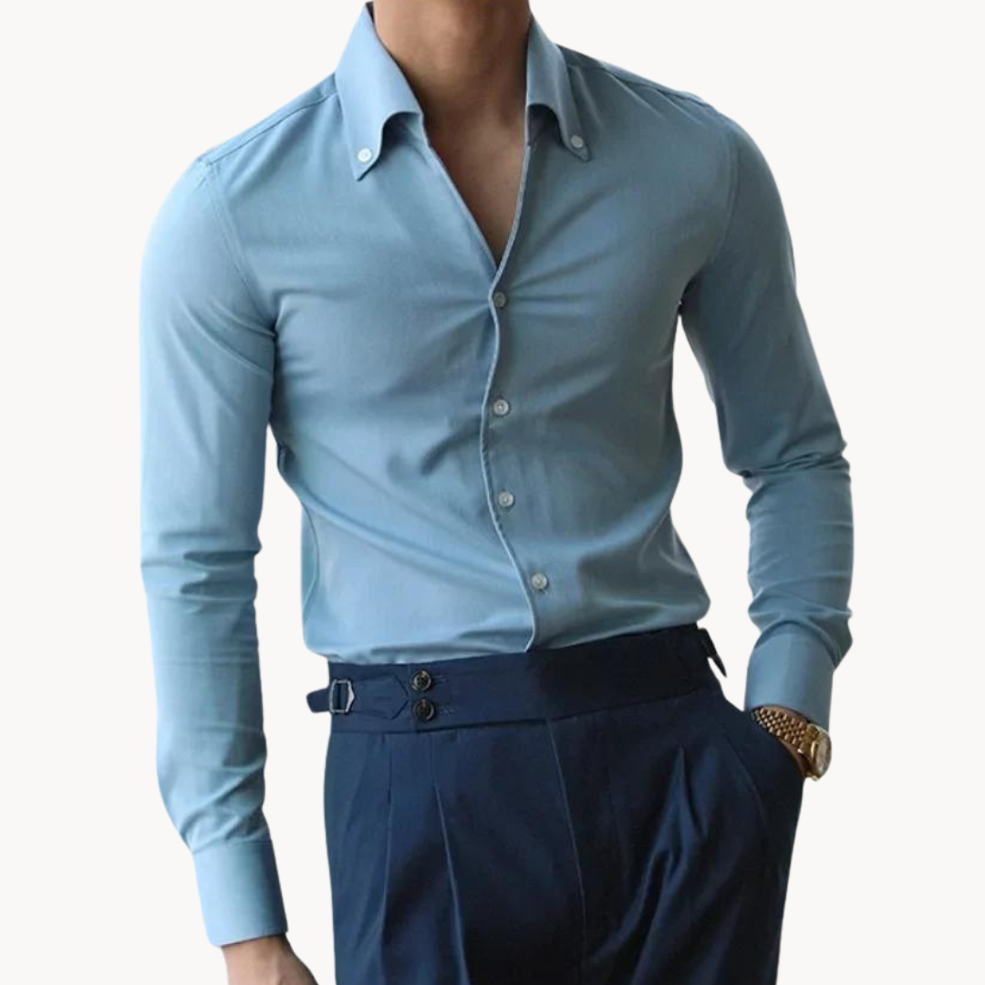 Men’s Button-Up Shirt – 100% Cotton – Slim Fit – Long Sleeve Formal Wear