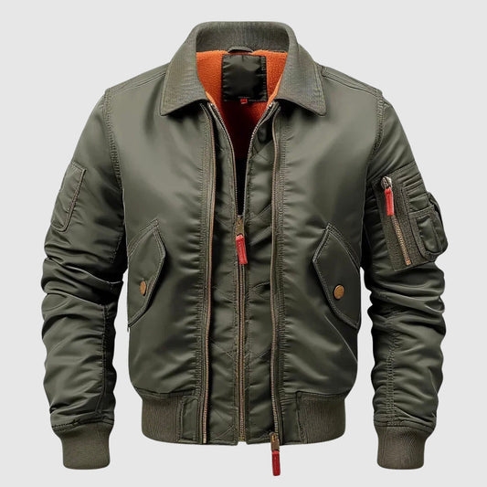 Men’s Bomber Jacket – Water-Resistant – Ribbed Trim – Zip Front – Utility Pockets