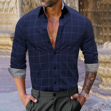 Wilfred -  mannen plaid button-up lange mouwshirt