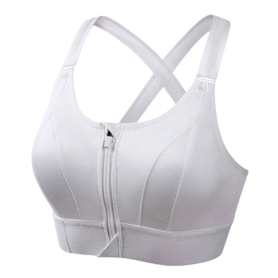 Women’s Support Bra – Longline Fit – Front Zip – Cross-Back – Breathable Blend
