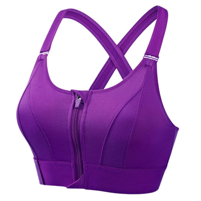Women’s Support Bra – Longline Fit – Front Zip – Cross-Back – Breathable Blend