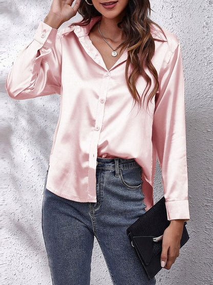 Women's Long-Sleeve Satin Blouse