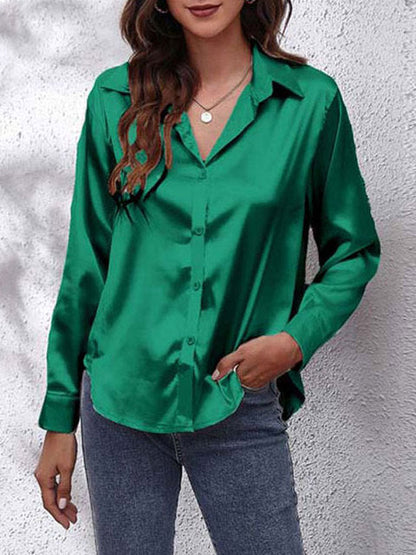 Women's Long-Sleeve Satin Blouse