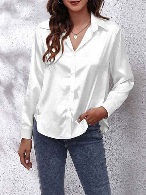 Women's Long-Sleeve Satin Blouse