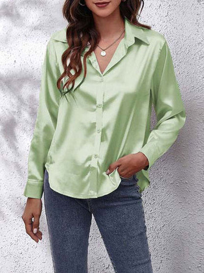 Women's Long-Sleeve Satin Blouse