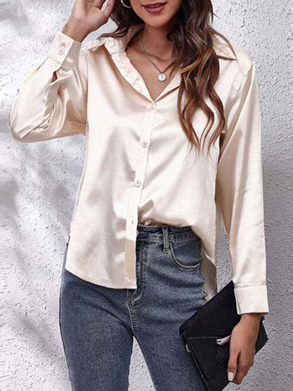 Women's Long-Sleeve Satin Blouse