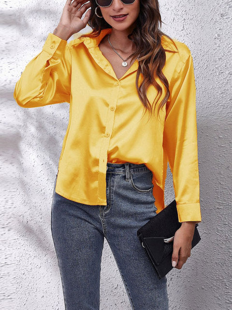 Women's Long-Sleeve Satin Blouse