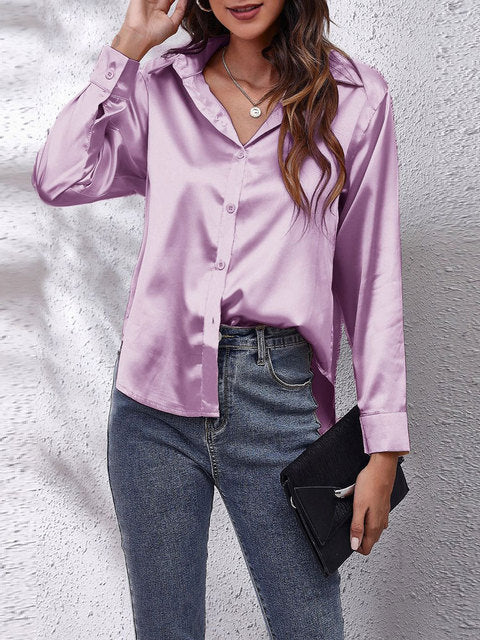 Women's Long-Sleeve Satin Blouse