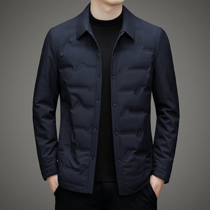 Men’s Down Jacket – Slim Fit – Quilted Padding – Button Front – Water-Resistant – Waist-Length