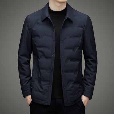 Men’s Down Jacket – Slim Fit – Quilted Padding – Button Front – Water-Resistant – Waist-Length
