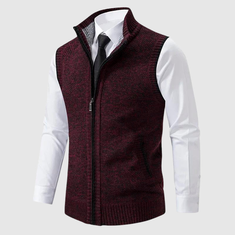 Men’s Sweater Vest – Slim Fit Knit – Zip Front – Ribbed Trim – Smart Casual Layer