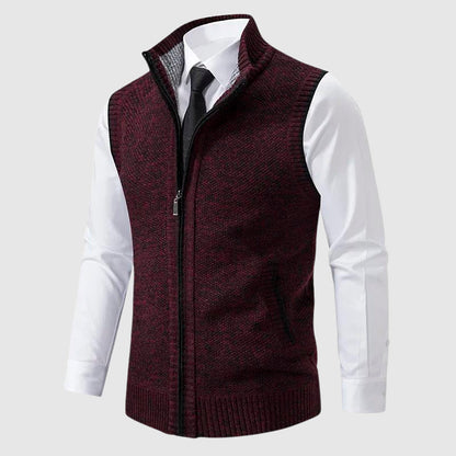 Men’s Sweater Vest – Slim Fit Knit – Zip Front – Ribbed Trim – Smart Casual Layer