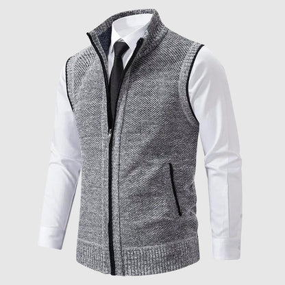 Men’s Sweater Vest – Slim Fit Knit – Zip Front – Ribbed Trim – Smart Casual Layer