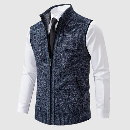 Men’s Sweater Vest – Slim Fit Knit – Zip Front – Ribbed Trim – Smart Casual Layer