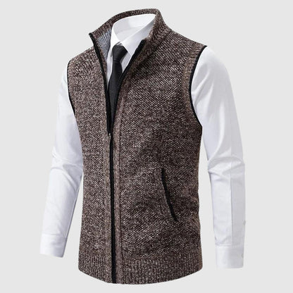 Men’s Sweater Vest – Slim Fit Knit – Zip Front – Ribbed Trim – Smart Casual Layer