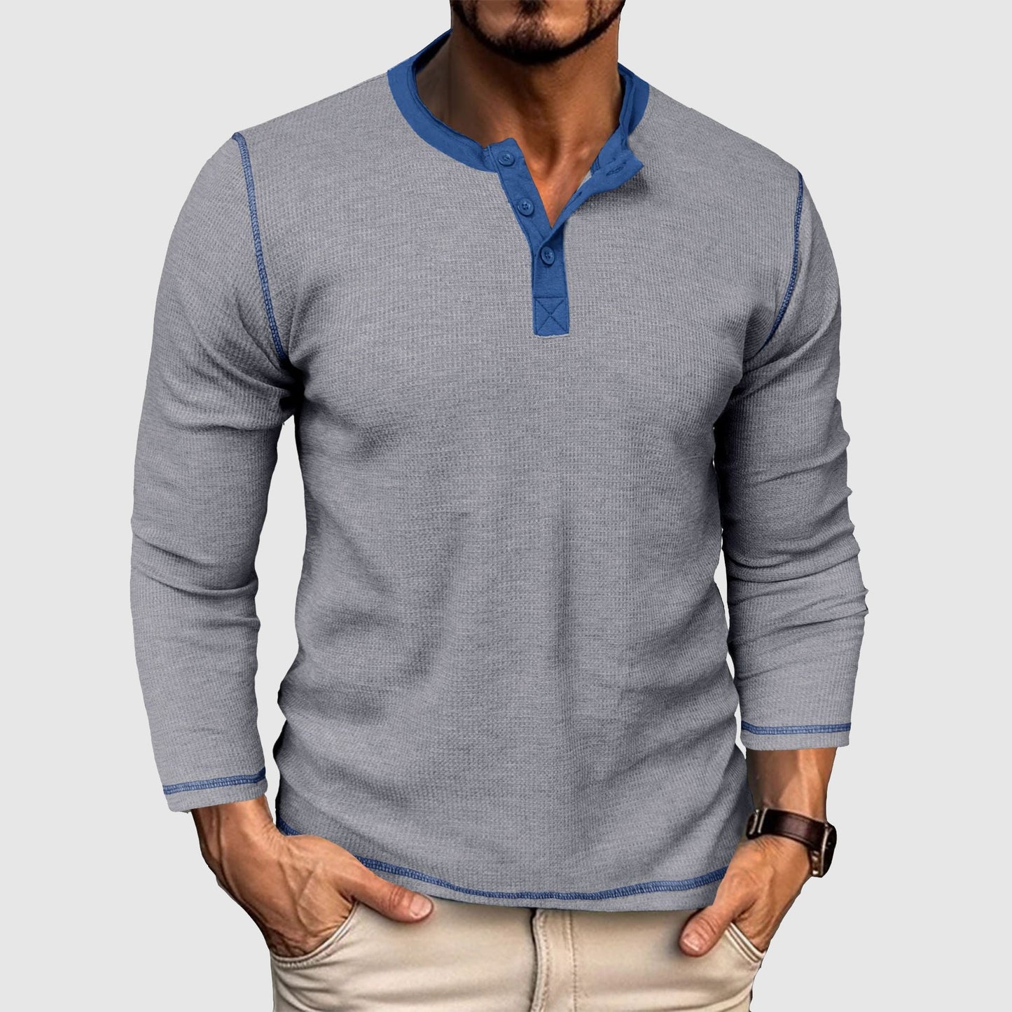 Men's vintage waffle long sleeve t-shirt