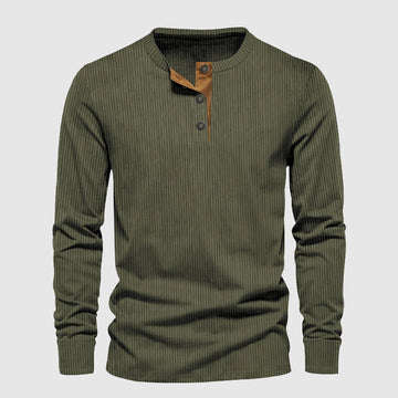 Heren corduroy lange mouw crew neck shirt