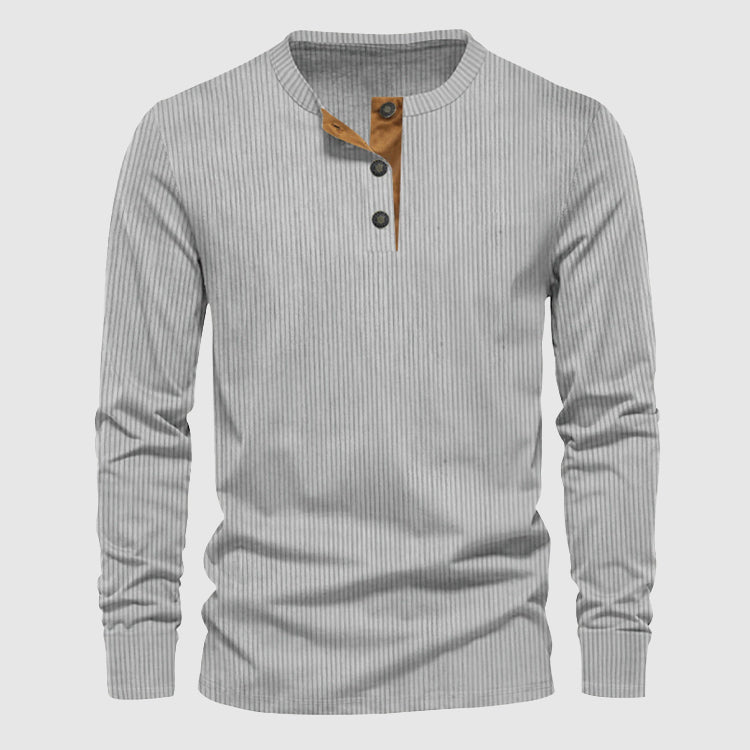 Heren corduroy lange mouw crew neck shirt