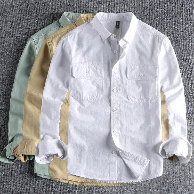 Men's solid color long sleeve work shirt